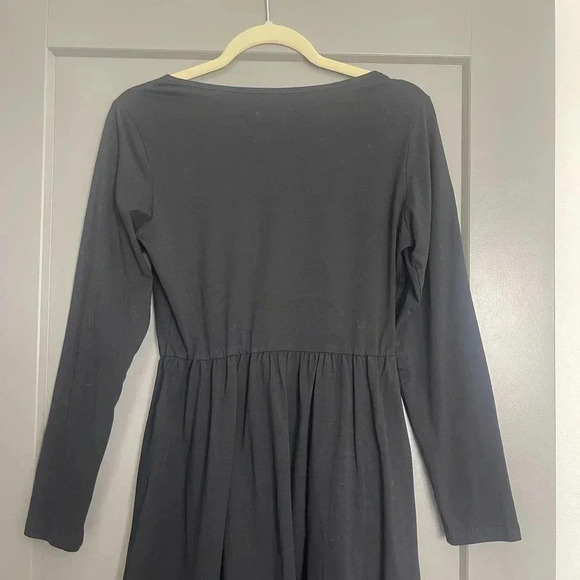 Ouges Womens Stretch Round Neck Long Sleeve Button Front Dress Black Medium - Picture 9 of 9